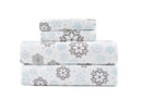 KATHY IRELAND 3-PIECE 100% TURKISH COTTON FLANNEL TWIN - GRAY/BLUE FROST - Brand New