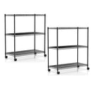 SIMPLE DELUXE HEAVY DUTY 3-TIER STORAGE SHELVES 750LB CAPACITY 2PK - BLACK - Like New