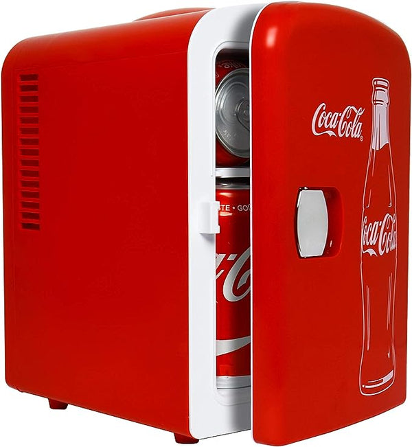 Coca-Cola Classic Coke Bottle 4L Mini Fridge w/ 12V DC 110V AC Cords KWC4-C-AZ - Like New