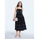 FREE ASSEMBLY WOMEN'S EMBROIDERED COTTON MIDI DRESS SIZE: WOMEN S - DARKEST NAVY - Brand New