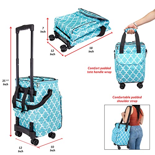DBEST PRODUCTS ULTRA COMPACT COOLER SMART CART 360 INSULATED MOROCCAN TILE - Like New