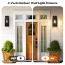 VERRON OUTDOOR WALL LANTERNS EXTERIOR WATERPROOF WALL LIGHT 2 PACK - BLACK - Like New