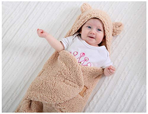 XMWEALTHY Cute Newborn Baby Boys Girls Blankets Plush Swaddle Blankets Brown - Like New