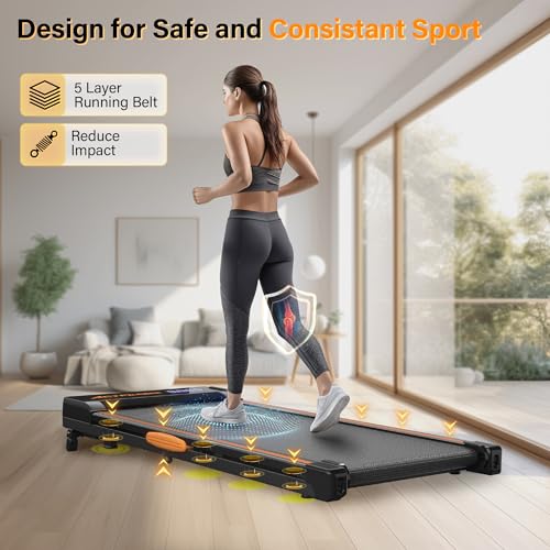 ACTFLAME WALKING PAD WITH INCLINE PORTABLE TREADMILL 2.5HP TM-500 - BLACK/ORANGE - Like New