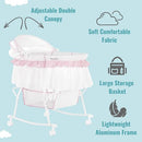 Dream On Me Lacy Portable 2-in-1 Bassinet & Cradle, Basket, Canopy Removable - Like New