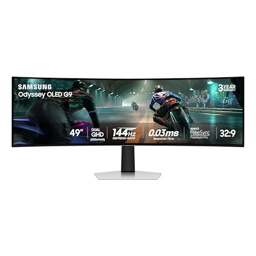 SAMSUNG 49" ODYSSEY DUAL QHD 144HZ CURVED MONITOR LS49DG910SNXZA - SILVER - Like New