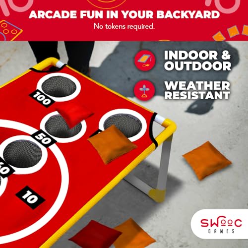 SWOOC GAMES - CONEY ISLAND TOSS™ ARCADE STYLE CORNHOLE BOARD - RED - Like New