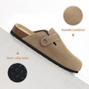 XIAKOLAKA WOMEN'S SUEDE CLOGS ADJUSTABLE BUCKLE SLIP ON WOMEN- SIZE 11- KHAKI - Like New