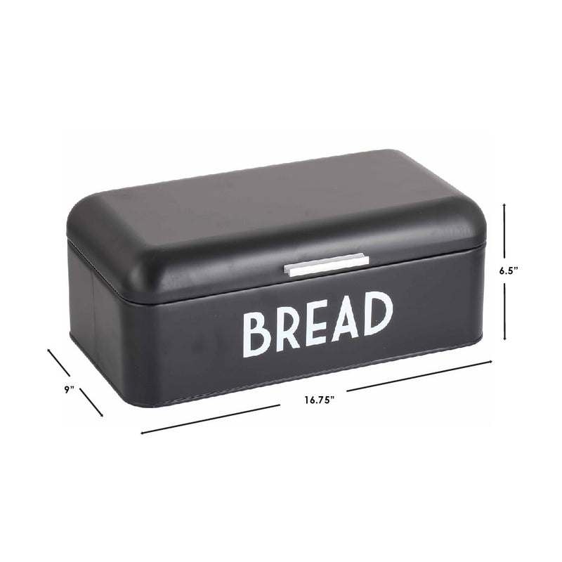 HOME BASICS - STAINLESS STEEL BREAD BOX FOR KITCHEN COUNTERTOP, LARGE - BLACK Like New