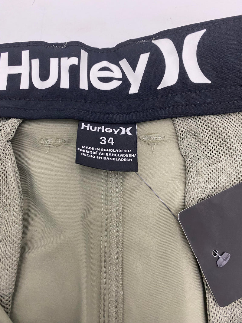 HURLEY WALKSHORTS SITS KNEE 9.75 IN INSEAM 20 IN OUTSEAM - SIZE: MEN 34 - IGUANA - Like New