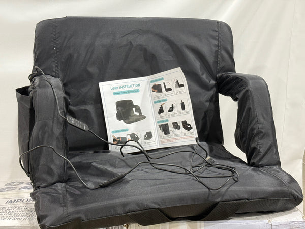 GENERIC HEATED FOLDING STADIUM SEAT / 2 USB CONTROL - BLACK - Like New
