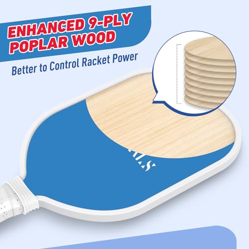 SPRYPALS PICKLEBALL PADDLES 4 SET WITH 4 BALLS ERGONOMIC GRIP - RED/BLUE - Like New
