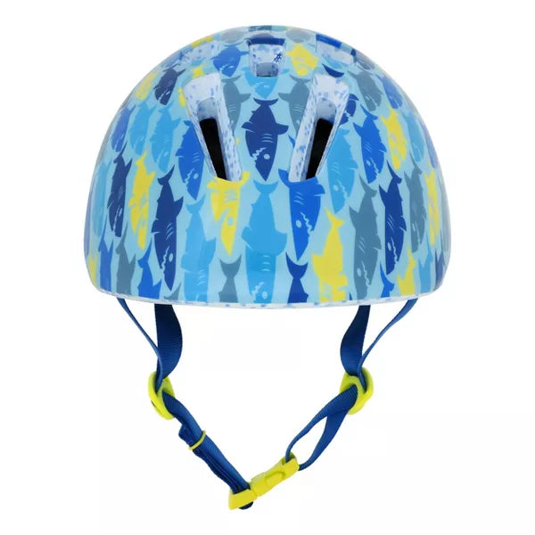 RASKULLZ LIL SHARKIE BICYCLE HELMET SIZE: 48CM-52CM - BLUE/NEON - Scratch & Dent