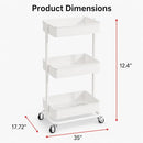 ORCHIDLEAF 3 TIER UTILITY ROLLING CART, HEAVY DUTY METAL ROLLING CART - WHITE - Like New