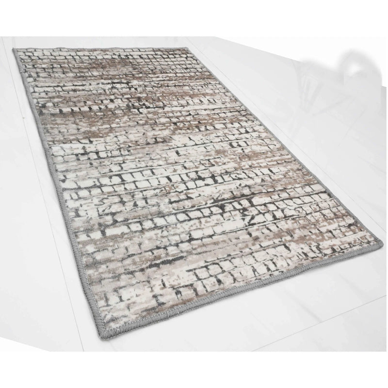 BIBB HOME WASHABLE FLANNEL PRINTED AREA RUG WITH LATEX BACK 4X6FT - URBAN TIMBER - Like New