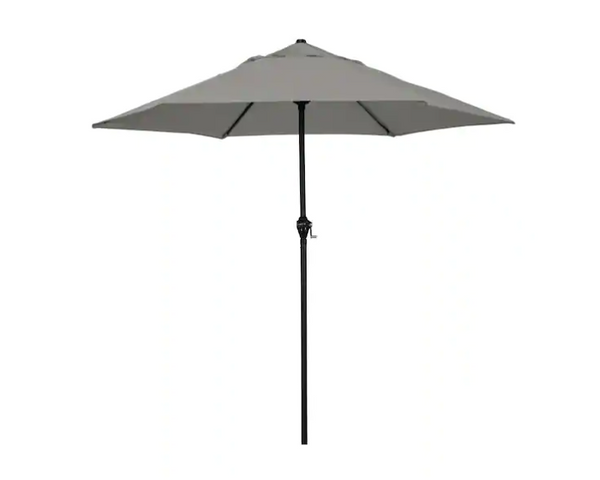 ASTELLA 9 FT. STEEL MARKET PUSH TILT PATIO UMBRELLA IN POLYESTER TAUPE - GRAY - Like New