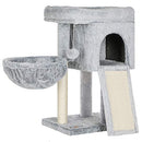 FEANDREA Cat Tree, Small Cat Condo with Padded Perch, Basket, Activity Center - Like New