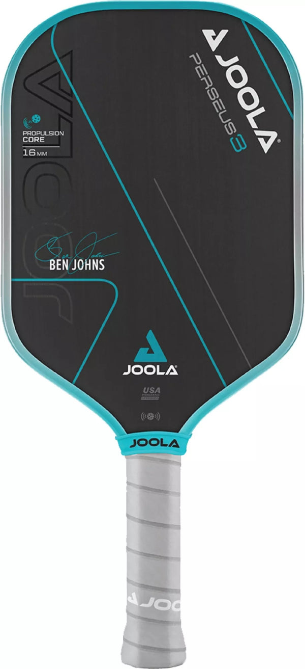 JOOLA BEN JOHNS PERSEUS 3S 16 MM PICKLEBALL PADDLE UPA-A APPROVED - BLACK/BLUE - Like New