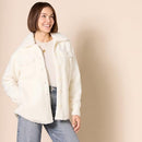 GTW50059FW22 Amazon women's oversized teddy sherpa shirt jacket cream XL - Brand New