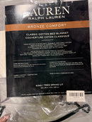 LAUREN RALPH LAUREN BRONZE COMFORT CLASSIC COTTON BED BLANKET KING SIZE - BLUE - Like New