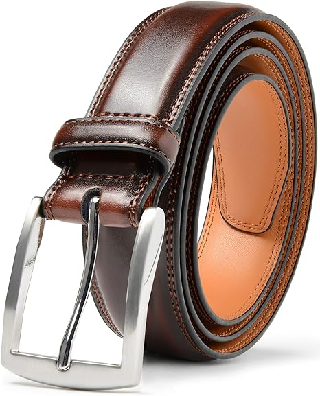 CARLO FELLINI MEN'S DRESS BELT HAND MADE 100% COW LEATHER BELT 38/40 - MAHOGANY - Like New