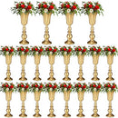 20 Pieces Wedding Flower Trumpet Vases Gold Metal Centerpieces Tall Vases - Brand New
