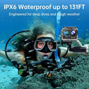 HIICAM ACTION CAMERA 4K WATERPROOF CAMERA 20MP TOUCH SCREEN WIFI 5XZOOM - BLACK - Like New