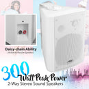 Pyle Wall Mount Active Passive Bluetooth Home Speaker System PDWR53BTWT - White Like New