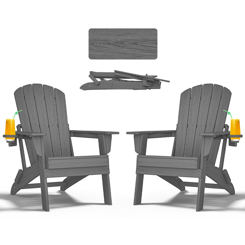 Nevilywood Folding Adirondack Chair - Extended Ergonomic Backrest - Grey - Like New