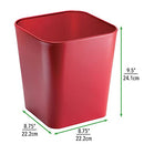 mDesign Small Square 2.3 Gallon Trash Can Wastebasket Garbage Bin - Red - Brand New