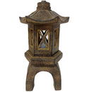 FLEUR DE LIS LIVING 9.5" SOLAR RESIN TEMPLE - BROWN - Like New