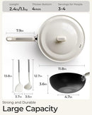 STACKBEAR CARBON STEEL WOK PAN - 11.8 INCH PRE-SEASONED FLAT BOTTOM CHINESE - Like New
