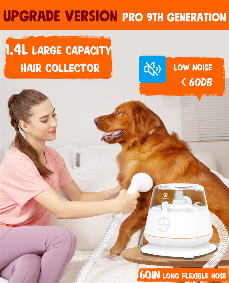 PAWHAUS P9 Dog Grooming Kit Vacuum Suction 5 in 1 Pet - ORANGE/WHITE Like New