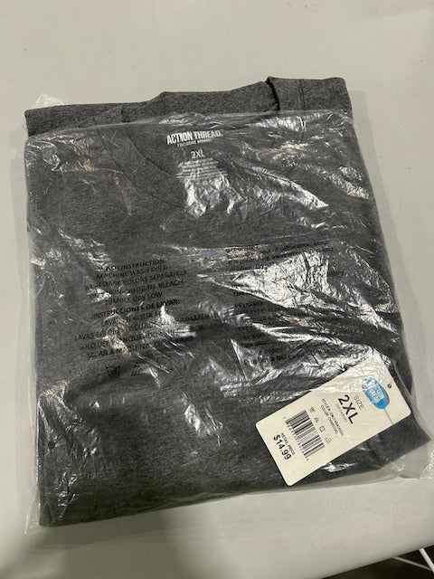 ACTION THREAD 2XL LONG SLEEVE T SHIRT - CHARCOAL - Brand New