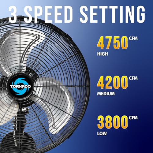 TORNADO PRO SERIES OSCILLATING WALL MOUNT FAN HIGH VELOCITY - BLACK - Like New