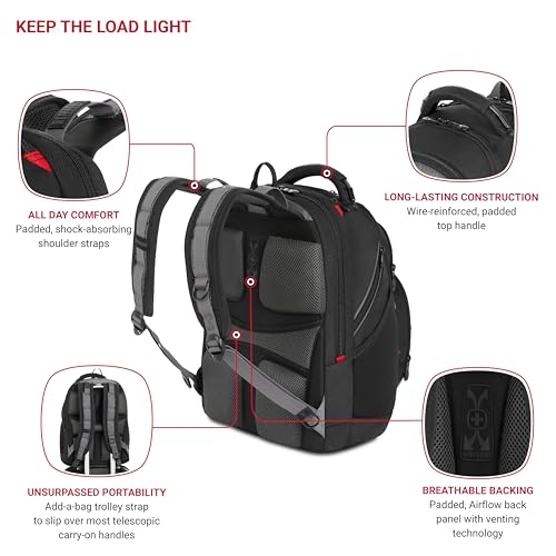 WENGER SYNERGY LAPTOP BACKPACK, FITS 16 INCH LAPTOP, BAG, 27305140 - BLACK/GRAY - Brand New