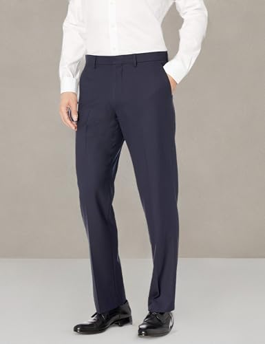 AMAZON ESSENTIALS MENS CLASSIC WRINKLE RESISTANT DRESS PANTS NAVY 34W X 30L - Brand New