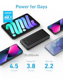 ANKER PORTABLE CHARGER POWER BANK 20,000MAH BATTERY PACK POWERIQ A1268 - BLACK - Brand New