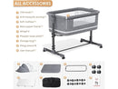 LXDREGAN 3-IN-1 BABY BASSINET BEDSIDE CRIB - GRAY - Like New