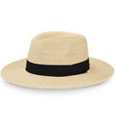 Ocdeput Womens UPF50 Foldable Summer Straw Hat Wide Brim Fedora Beige/Tan M - Brand New