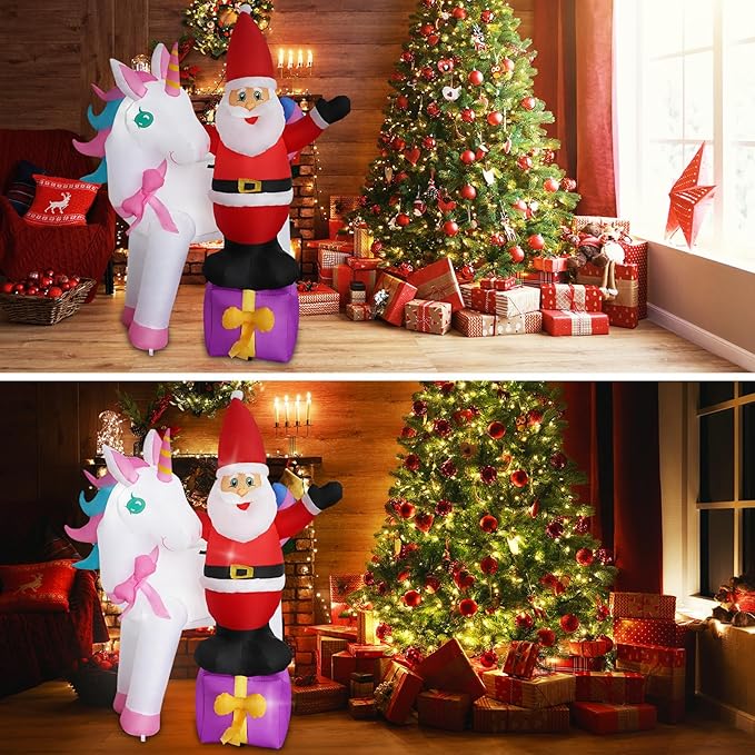 SHDEJTG 8ft Candy Cane Stacking Sign Inflatables LED Lights Blow Up Yard - RED - Like New