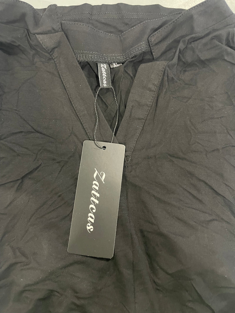 ZATTCAS WOMEN'S NOTCH NECK TUNIC TOP - SIZE: WOMEN XL - BLACK - Like New