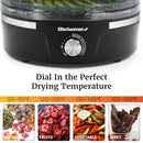 ELITE GOURMET EFD319 FOOD DEHYDRATOR, 5 BPA-FREE 11.4" TRAYS ADJUSTABLE - BLACK - Like New