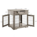 Nicbex Okak Dog Crate Furniture Style Dog Cage Side Table With Drawers - Grey - Like New