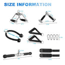 ELEVENS Triceps Pull Down Cable Machine Attachments 7 Piece Set - Black/Silver - Like New