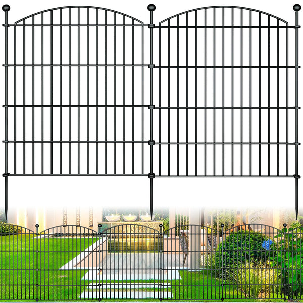 RICHMEN 10 PANELS GARDEN FENCE DOG FENCE OUTDOOR, 32IN H X 23.6FT - BLACK - Like New