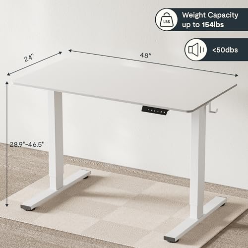 FLEXISPOT HOME OFFICE HEIGHT ADJUSTABLE STANDING DESK 48" X 24" EN1W48 - WHITE - Like New