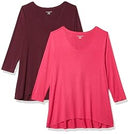 AMAZON ESSENTIALS 3/4 SLEEVE V-NECK REGULAR FIT SIZE:  M - BRIGHT PINK/BURGUNDY - Like New
