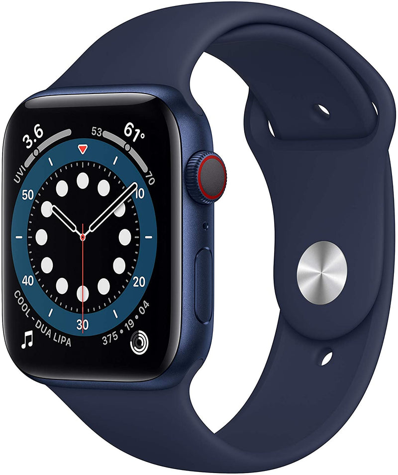 Apple Watch Series 6 GPS LTE 44mm Blue Aluminum Case Deep Navy Sport Band - Like New