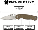 Spyderco Para Military 2 Signature Knife PlainEdge C81MPCW2 - Like New